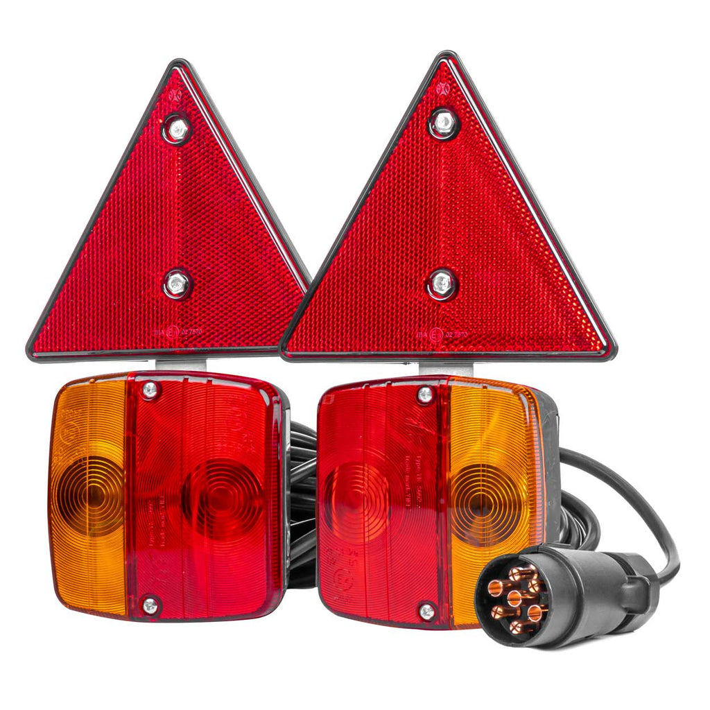 7-Polige magnetische aanhanger verlichting incl. bekabeling en reflectoren