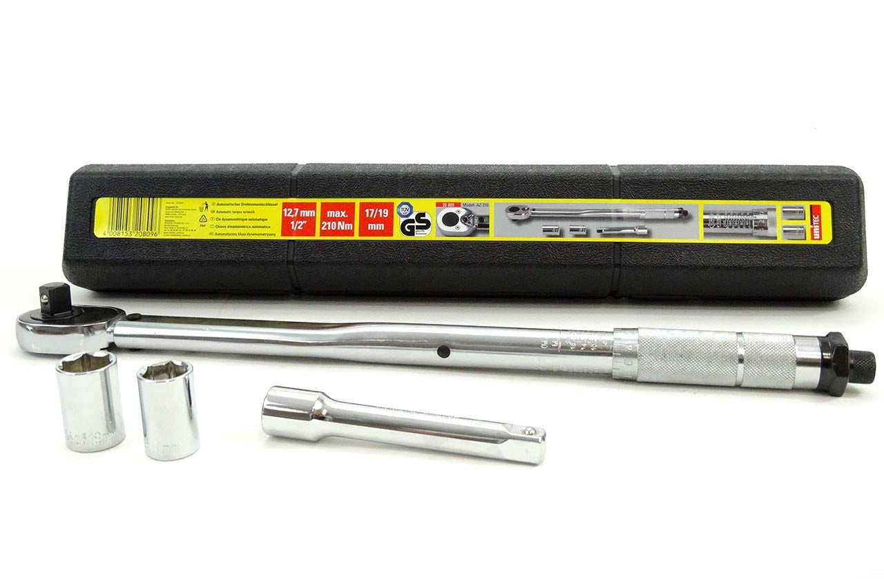 Momentsleutel incl dop 17 en 19 -  20 tot 210Nm