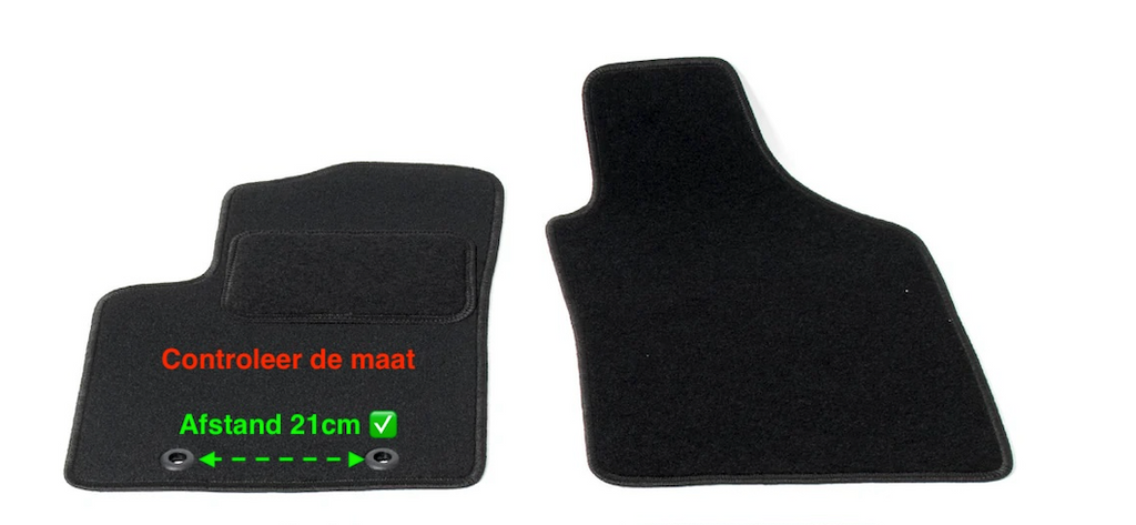 Automatten voor Fiat 500 (2007-06.2012), met een afstand van 21cm tussen de bevestigingen - Naaldvilt - 2-delig - Voorzijde