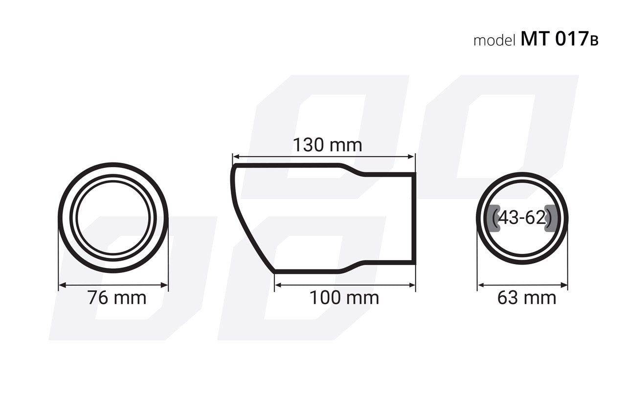 76mm RVS uiltaat sierstuk 1x63mm - MT 017B Zwart