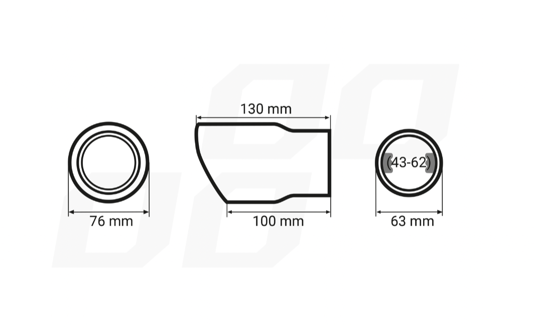 Universeel RVS uitlaat sierstuk 1x76mm - MT 017BLC