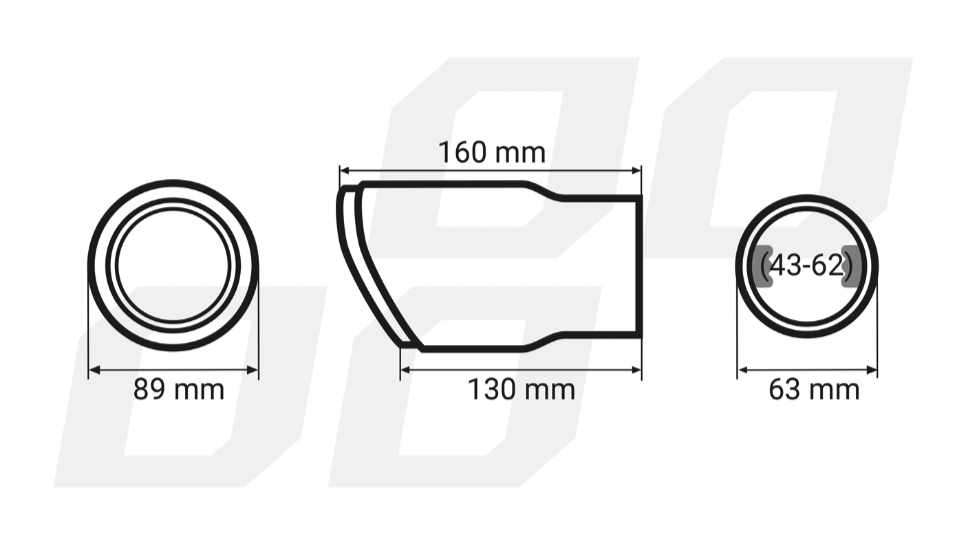 Universeel RVS uitlaat sierstuk 1x89mm - MT 024B