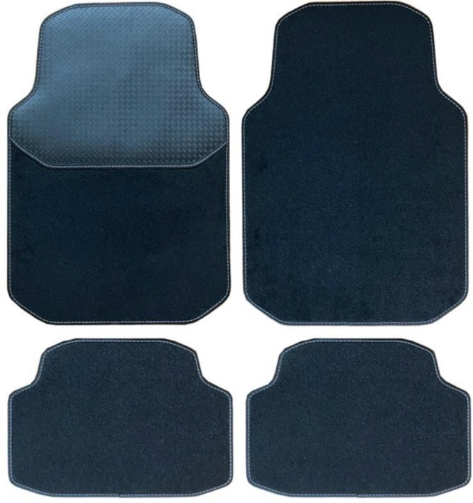 Universele automatten zwart met witte stiksels - 4-delig