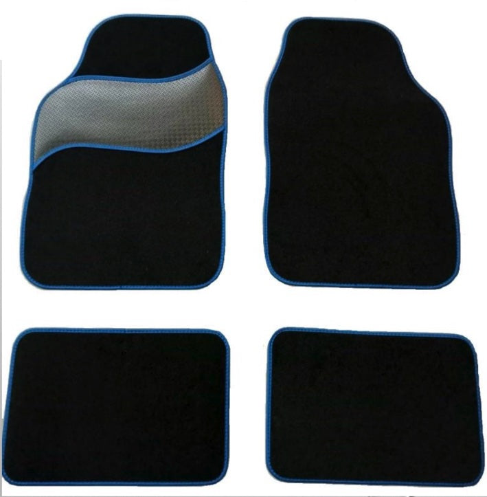 Automatten voor Universele automatten zwart met blauw - 4-delig - Naaldvilt - 4-delig - Complete set